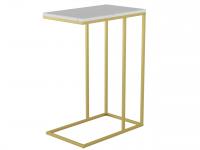 Стол придиванный Мебелик Агами Голд белый мрамор/золото
