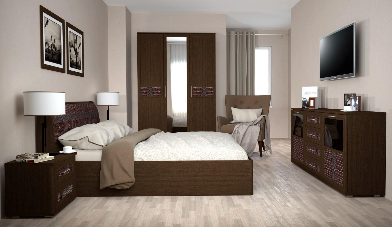 комната с коричневой мебелью