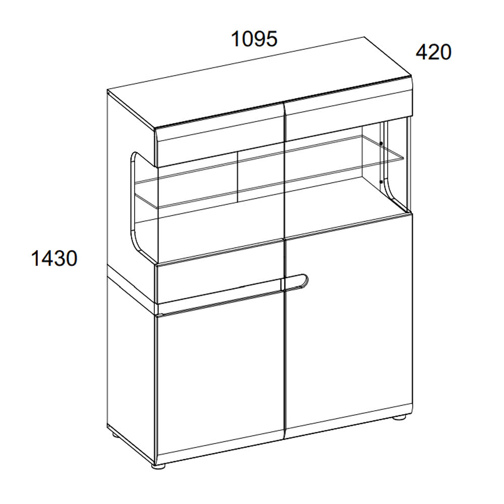 шкаф с витриной linate