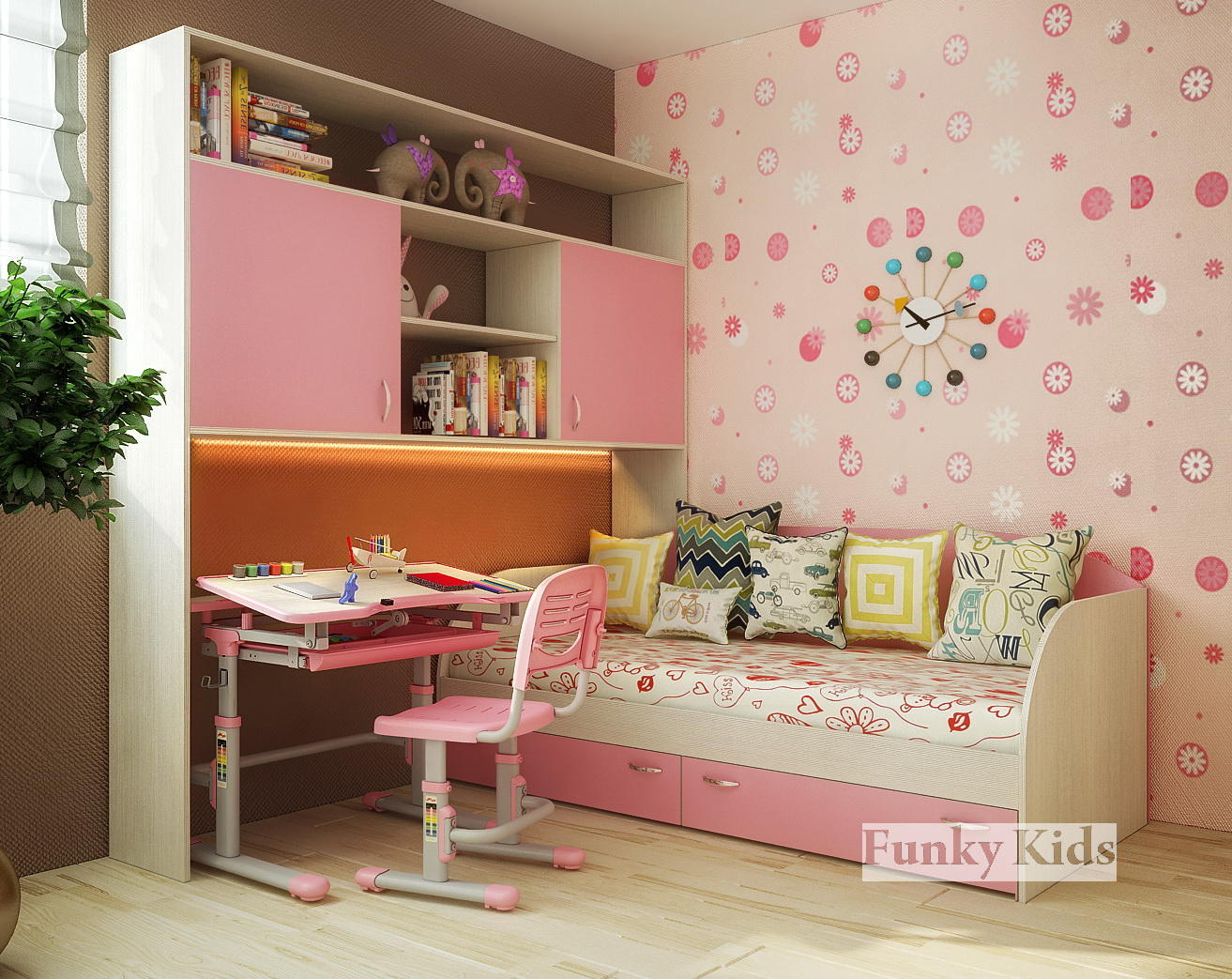 уголок школьника мебель без кровати для девочки в маленькой комнате