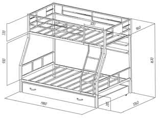 Чертеж кровати из металла