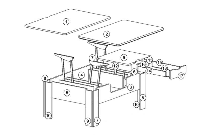 Стол журнальный раскладной трансформер чертежи
