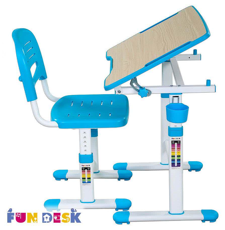 Купить стол FunDesk Парта и стул FunDesk Piccolino II, голубой голубой дешево на официальном сайте