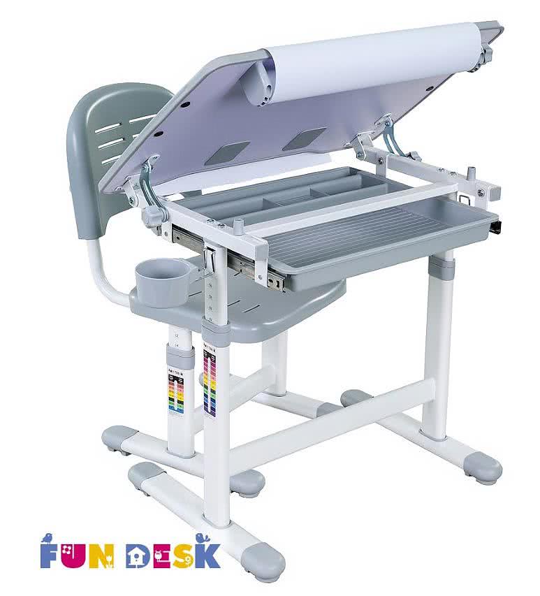 Купить стол FunDesk Парта и стул для рисования FunDesk Bambino, серый серый дешево на официальном сайте